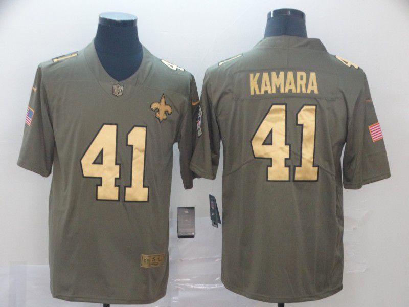Men New Orleans Saints #41 Kamara Nike Gold Anthracite Salute To Service Limited Jersey